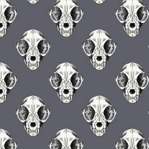 rat skulls on plum background