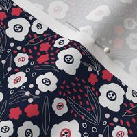 Floral Red, blue and white ditsy scale ©designsbyroochita