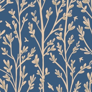 Branches and leaves - Modern Traditional - Home Decor - Blue