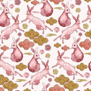 Year of the Rabbit 2023 -on light pink texture (large scale)