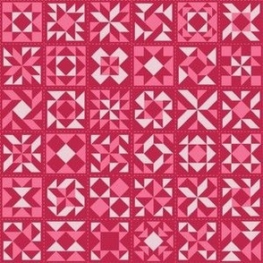 Quilting Blocks Patchwork - Small Scale - Viva Magenta Background bb2649 Pink Valentines Day