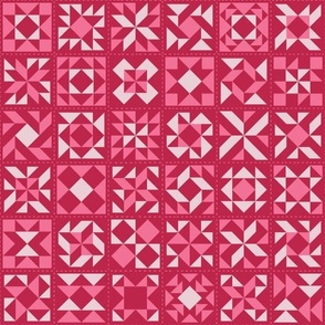 Quilting Blocks Patchwork - Medium Scale - Viva Magenta Background bb2649 Pink Valentines Day