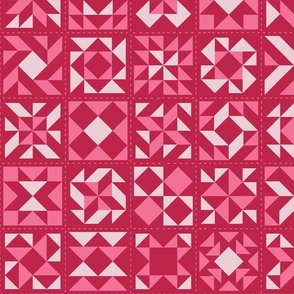 Quilting Blocks Patchwork - Large Scale - Viva Magenta Background bb2649 Pink Valentines Day