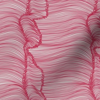 Viva Magenta and Gray Lilac Minimalist Ocean Waves Print