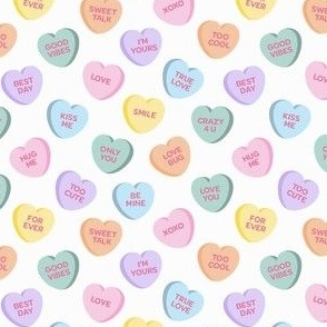  Sweet Candy Hearts on White Small