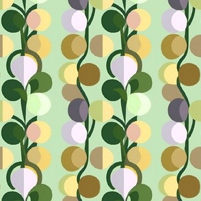 Retro Floral Vines on Spring Green