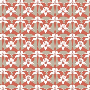 Hawaiian Floral in Vermillion and Grey