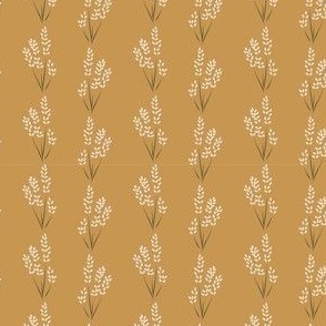 Bright sprigs of lavender in two tone mustard yellow