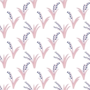 Minimalistic Bluebell Floral on White | Spring Botanicals | Bluebell Flowers in Diagonal Pattern