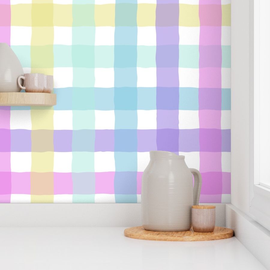 Small // Wonky Gingham In Paste Rainbow Colors