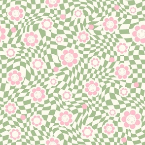 Y2K checkerboard pink daisy (Half scale)