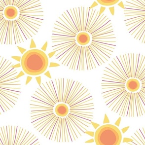 Summer Sun Hand-Painted on White background 03
