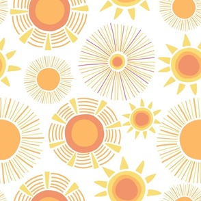 Summer Sun Hand-Painted on White background 02