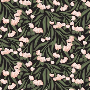 Growing flower branches - blush pink, white, sap green and black // medium scale