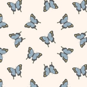 flight of the butterfly - blue and olive green - small