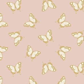 flight of the butterfly - blush pink and gold - small