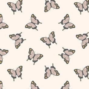 flight of the butterfly - pink, gold, charcoal - small