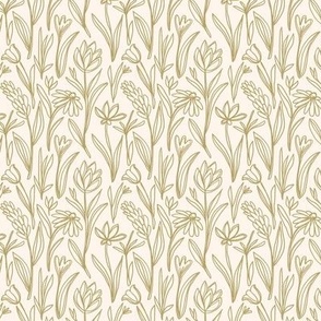 hand drawn sketch floral - olive green - small