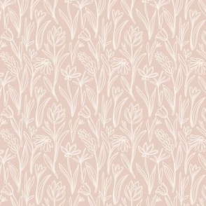 hand drawn sketch floral - cream on blush pink - small