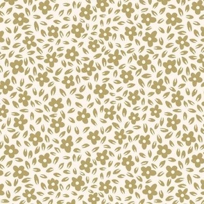  hand drawn ditsy floral - olive green - small