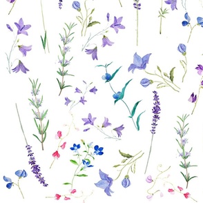 delicate purple flowers pattern watercolour
