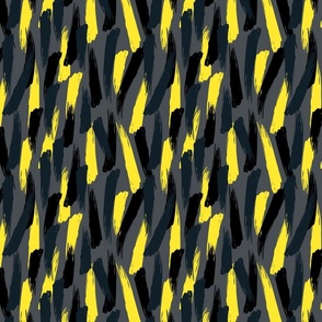 Black, dark teal and yellow brush strokes - Medium scale