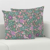Olive, Pink and Purple Ditzy Floral