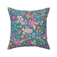 Garden Secret Colorful Florals in Orange, Pink, Purple, and Turquoise