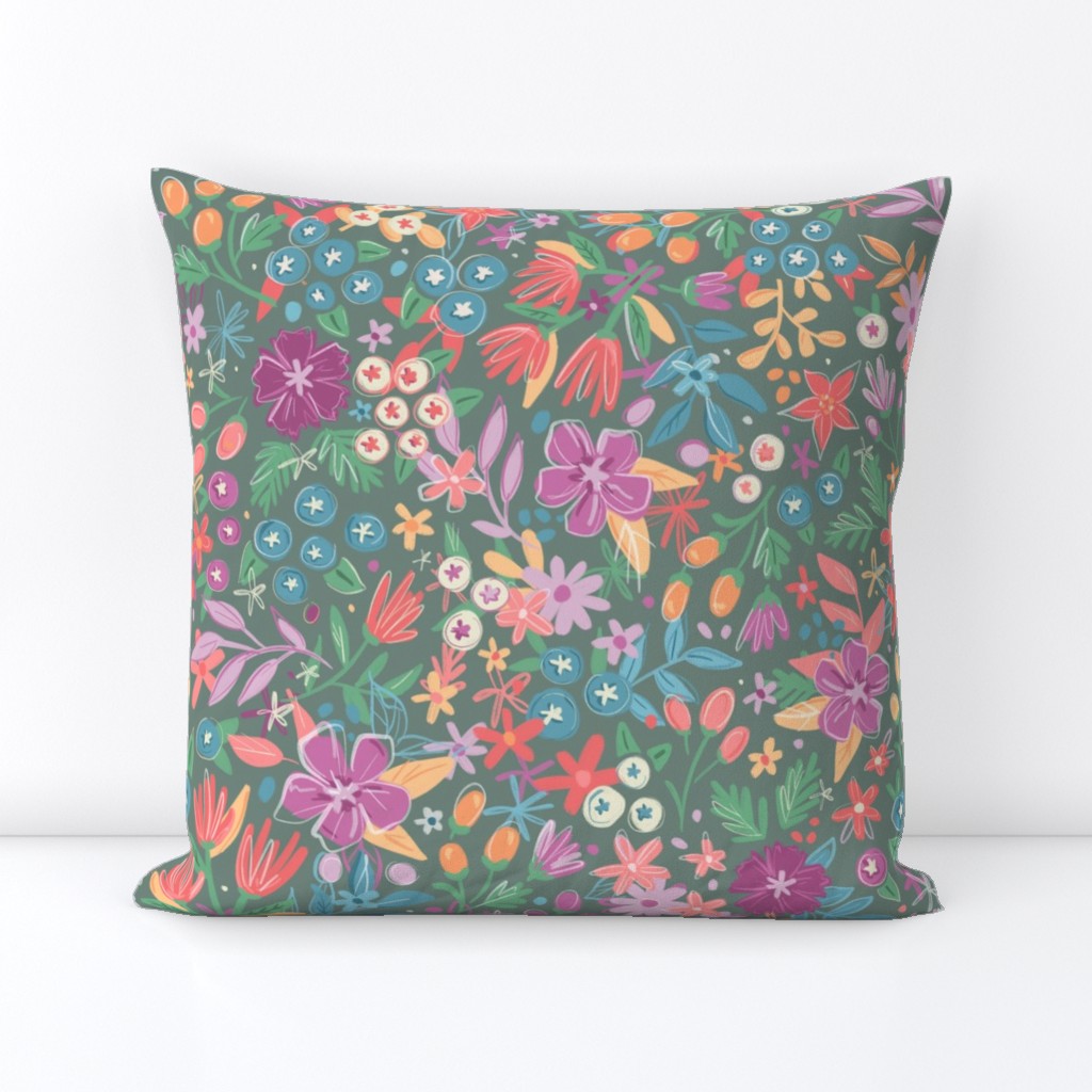 Colorful Hand Drawn Ditzy Floral