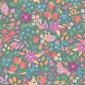 Colorful Hand Drawn Ditzy Floral