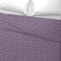 Small Blue florals on Purple Background Accent 
