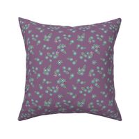Small Blue florals on Purple Background Accent 