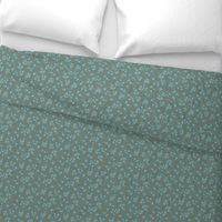 Olive and Turquoise Small Floral Accent