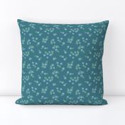 Turquoise and Blue Floral Accent with Green Leaves