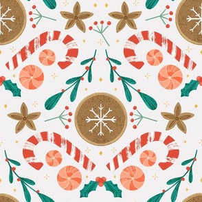 Sweet Holiday Delights: Whimsical Patterns of Festive Treats on light background