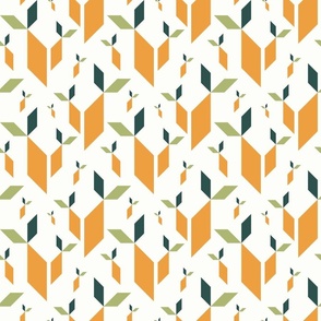 tangram carrots large - tangram rabbits vintage coordinate - carrots fabric and wallpaper