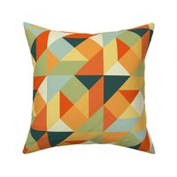tangram shapes large - vintage color palette - geometric retro fabric and wallpaper