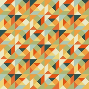 tangram shapes - vintage color palette - geometric retro fabric and wallpaper