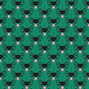 spiders with pink peppermint on green