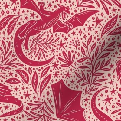 Dragons Botanical - Viva Magenta Pantone color of the year - medium