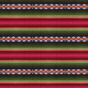 Mexican Blanket Serape Southwest Stripes Red & Green Horizontal