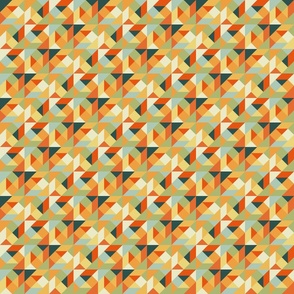 tangram shapes small - vintage color palette - geometric retro fabric and wallpaper