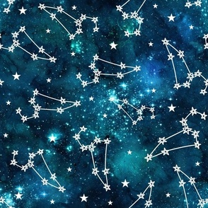 Large Scale Leo Constellations on Teal Galaxy