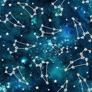 Medium Scale Leo Constellations on Teal Galaxy