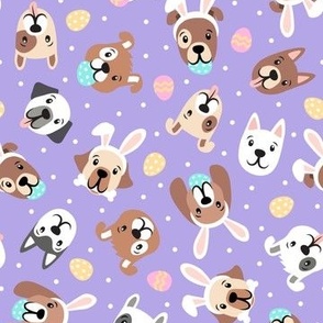 Easter Dogs - Fun Spring Bunny Ears Puppies - purple - LAD22