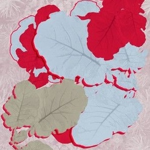 6x9-Inch Repeat of Felted Brassica Leaves Upon Textured Garden Foliage