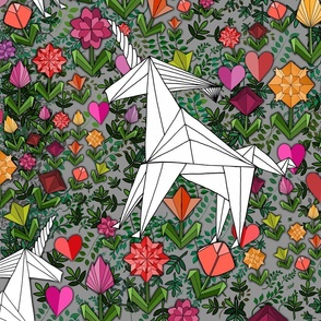 Origami Unicorn Garden (large scale) 