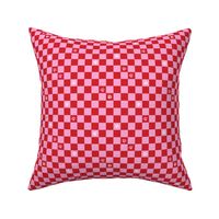 Paws checker - fun groovy dog theme retro funky paw checkerboard pink red valentine palette