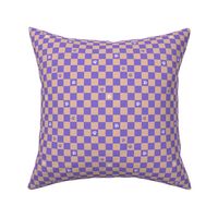 Paws checker - fun groovy dog theme retro funky paw checkerboard vintage purple beige