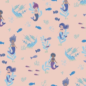 Mermaids Apricot Background 